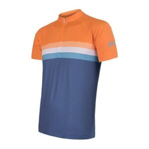 Sensor Cyklo Summer Stripe modro/oranžový pánský dres krátký rukáv